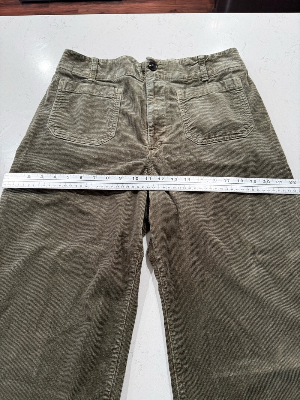 Maeve x Anthropologie Wide Leg Corduroy Pants in Olive Green. Size 32 - Picture 7 of 13
